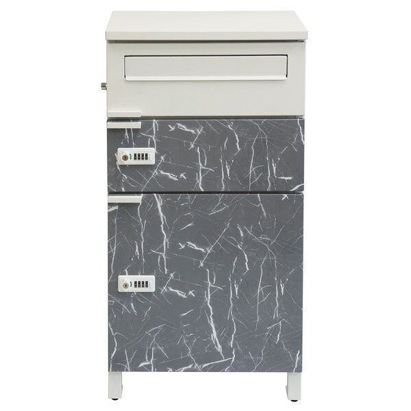 MOJYU PBX-090 宅配ボックス付ポスト Pietro-ピエトロ- 宅配2段タイプ ホワイト/グレー大理石風 メーカー直送