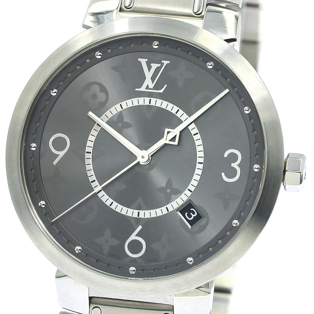 ルイヴィトン LOUIS VUITTON Q1DM0 タンブール スリム エクリプス デイト クォーツ メンズ _778708【中古】