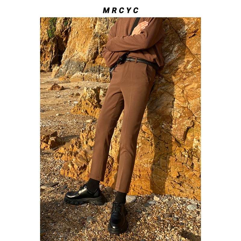 スラックス メンズ 秋 九分丈 スリム ストレート トレンド感 ビジネスカジュアル