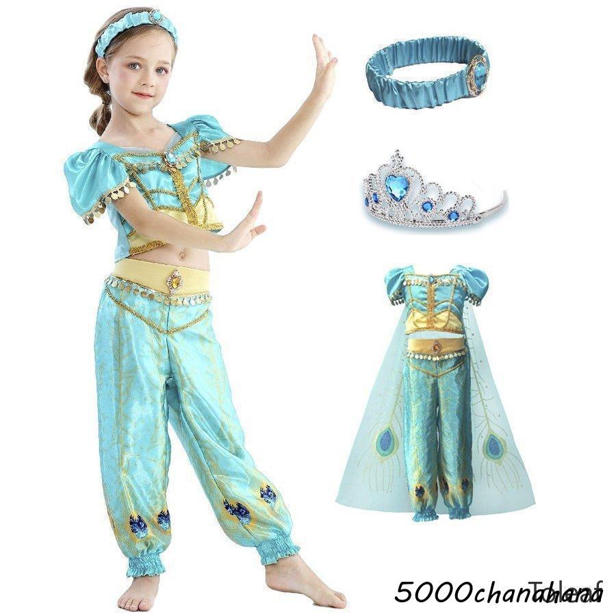 120 用 子供 キッズ コスチューム コスプレ ティアラ 女の子 140 ドレス 金 110 プリンセス [本日のセール]ジャスミン アラジン 子ども 仮装 130 cm 衣装 100