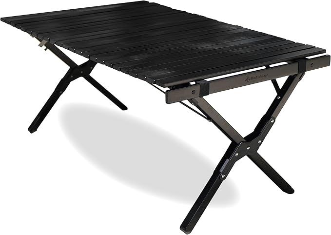 アウトドアテーブル キャンプテーブル ウッドロールテーブル 90cm 120cm 折りたたみ コンパクト 収納 簡単組立 天然木 黒 ブラック 木製 ローテーブル 耐荷重30kg 収納バッグ付 (90