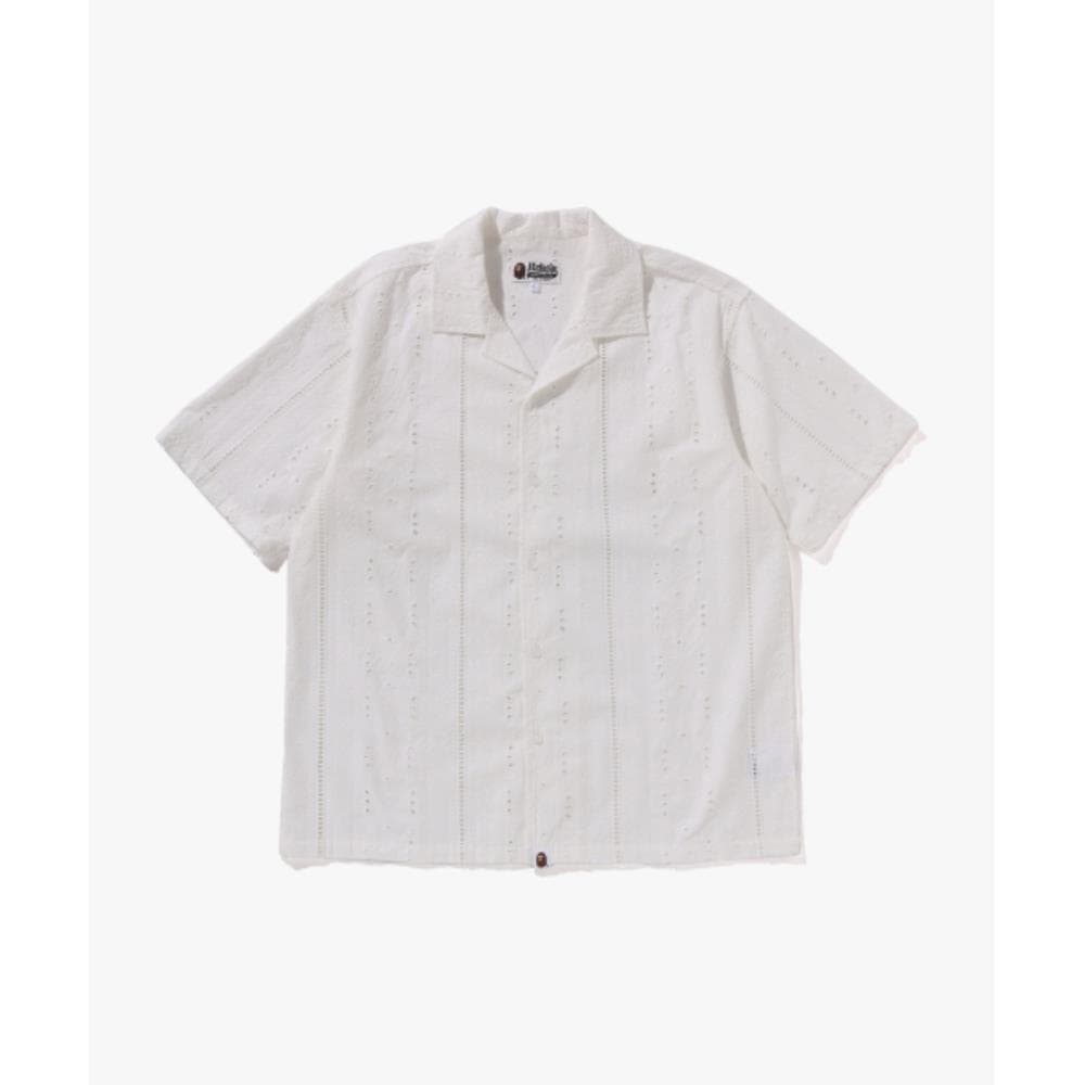 BAPE Embroidered Open Collar SS Shirt M IVORY 001SRL3013
