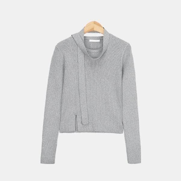 女性の冬のフレンチタイ高品質スリムフィットスリットリブニット...