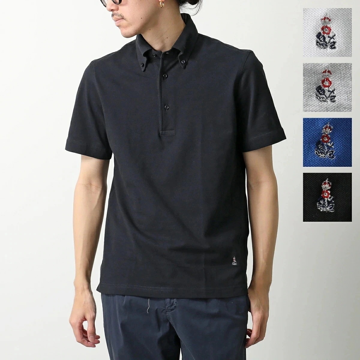 GUY ROVER ギローバー ポロシャツ PC224 551500 メンズ コットン 鹿の子 半袖 台衿 刺繍ロゴ ボタンダウン カラー5色 【ts】