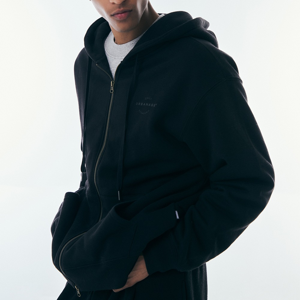 Daily standard hoodie zip-up (Black)