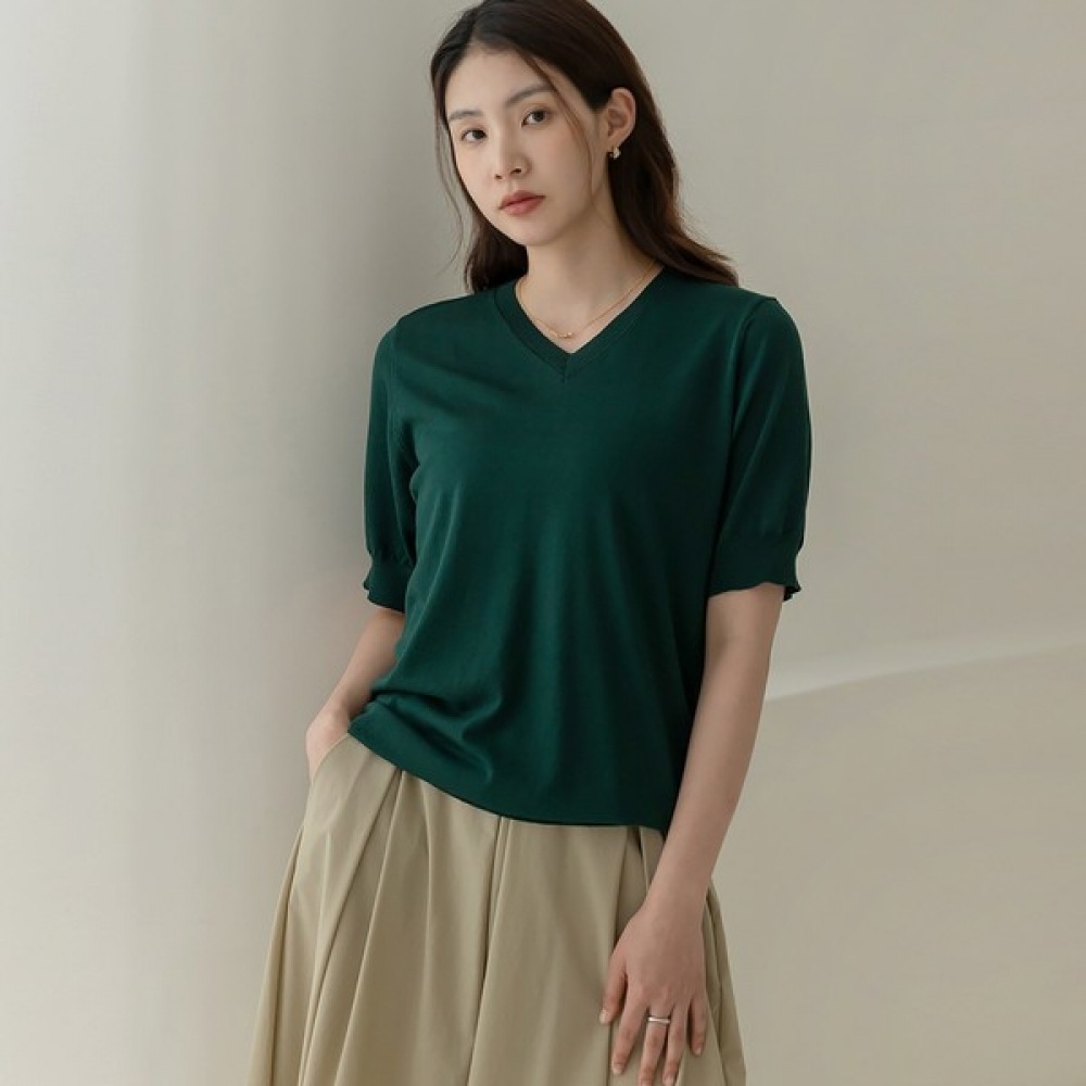 (Elysia) シュア V ビスコースリネンショートスリーブ T シャツ
