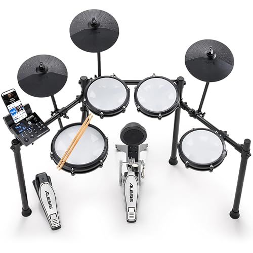 Alesis 電子ドラム セット 静音メッシュパッド 折りたたみ式 10インチスネア Bluetooth USB MIDI 440以上のサウンド ドラムスティック 練習 Drumeoレッスン キックペ