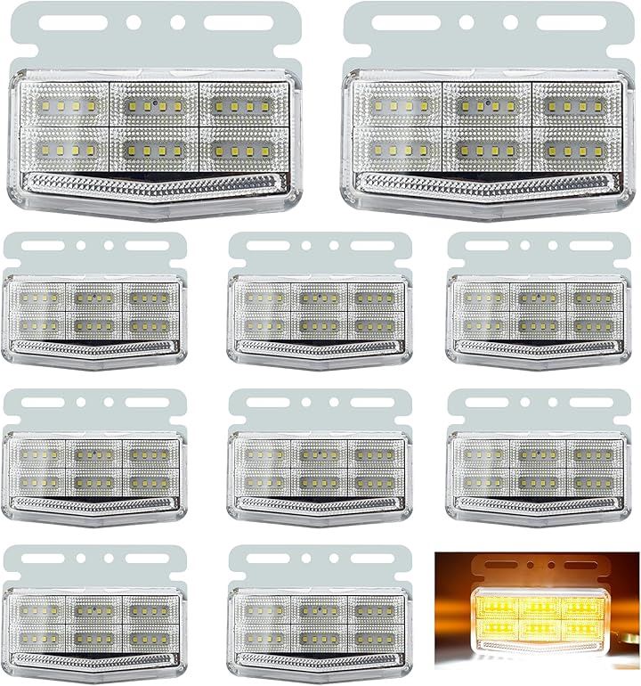 高輝度LED トラック サイド マーカー 24V 10個セット 防水 防塵 42基搭載 ４面発光 ランプ カスタム ドレスアップ(アンバー)