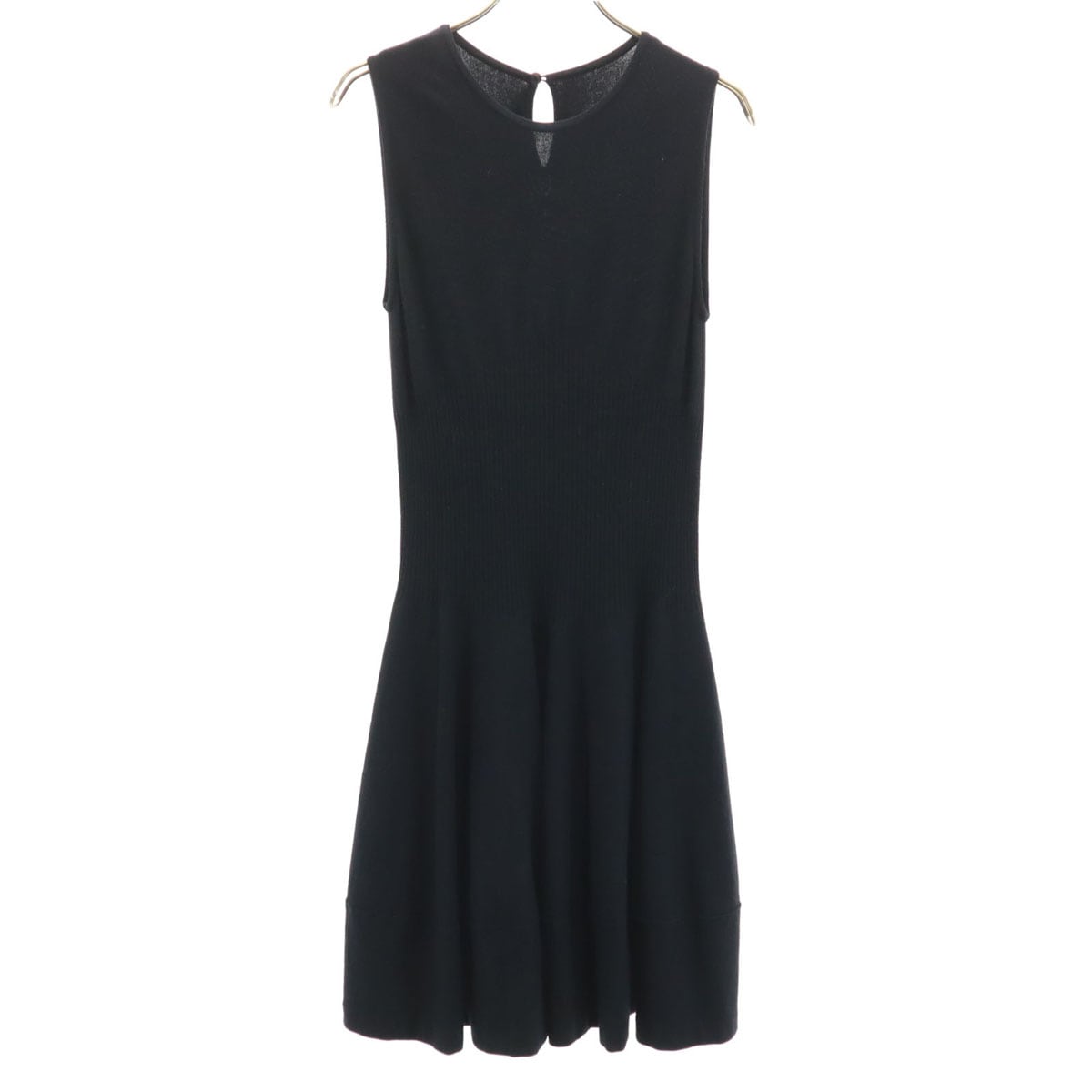 DAISY LIN PARIS デイジーリンパリス 日本製 ノースリーブ ニット 膝丈ワンピース 38 ブラック レディース 古着