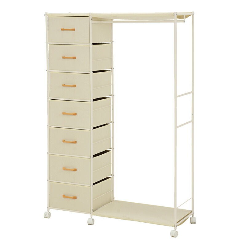ハンガーラック(ホワイト) KHR-3159WHシンプルなデザインに引出し収納も兼ね備えたハンガーラックキャスター付きで掃除や移動にも便利