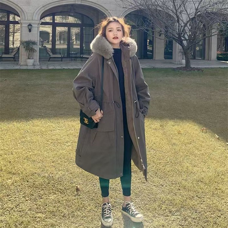 早い者勝ち 冬定番 インスタ風 加绒 厚手 中丈 フード付き リラックス ワークジャケット コート