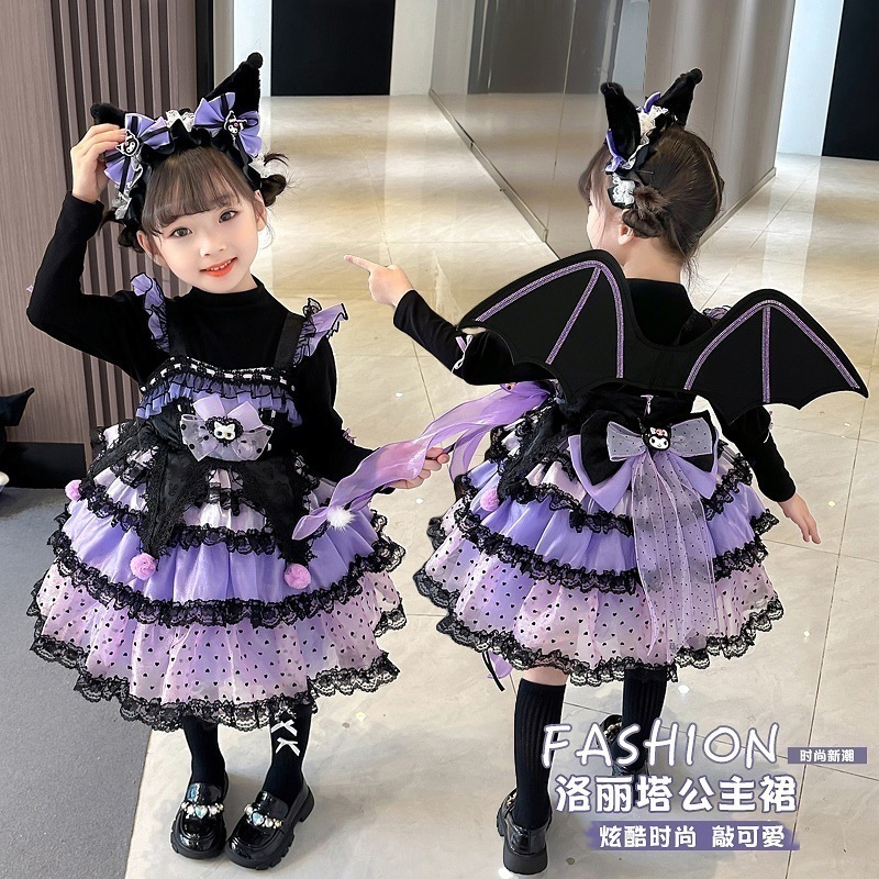 女の子クロミロリータプリンセスドレス23キッズクリスマスコスウェアドレスふくらみスカート