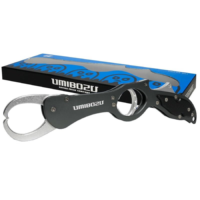 Umibozu(ウミボウズ) フィッシュグリップ 釣り 軽量 アルミ 防錆 魚つかみ フィッシュキャッチャー カラビナロープ付き (3.メタルシルバー)