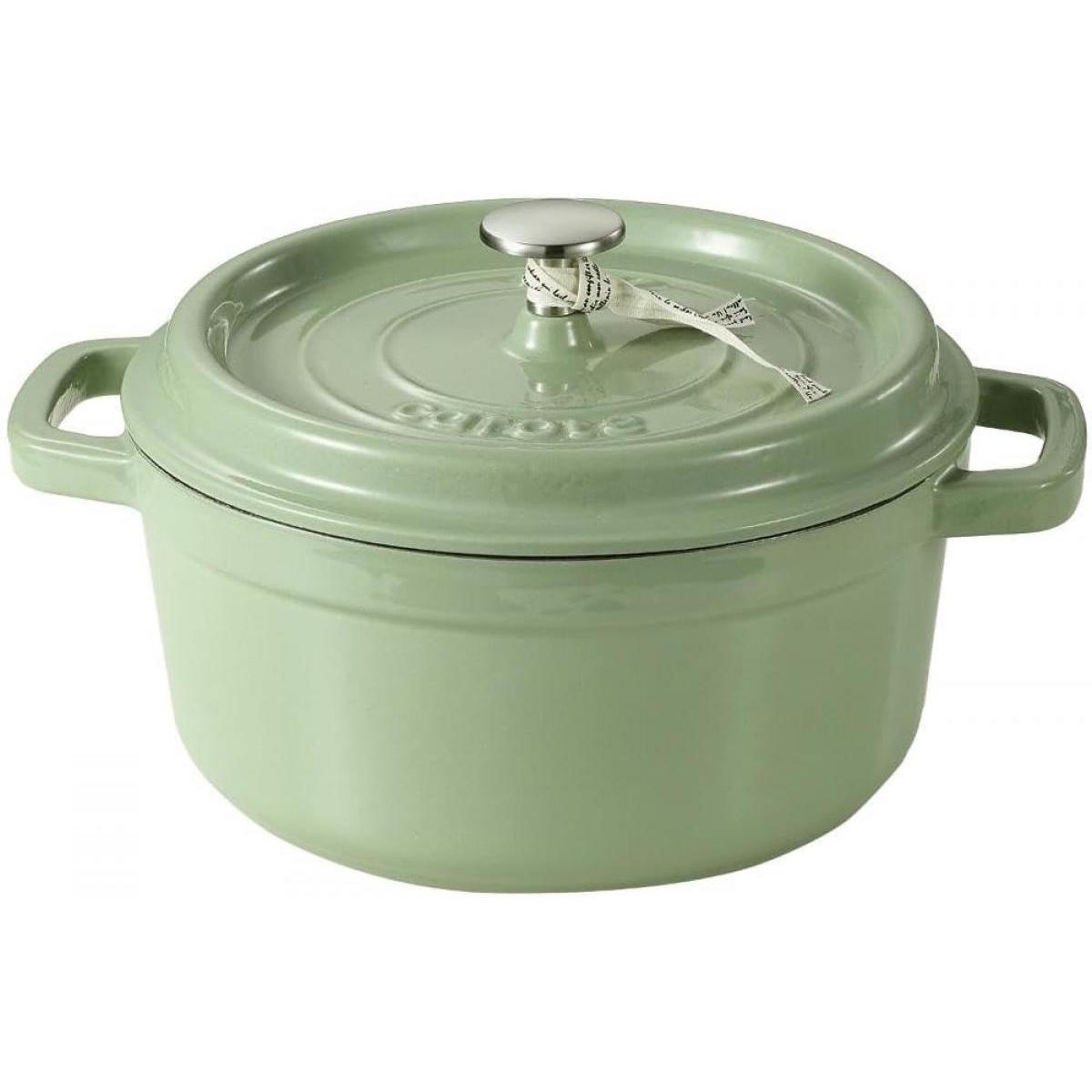 Livplus carote カローテ IHココット鍋 22cm アップルグリーン NM-5233 ガス火対応 オール熱源対応 無水調理 無水鍋 鋳鉄 ほうろう