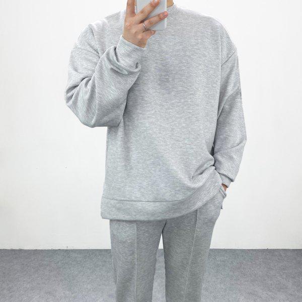 メンズ オーバーサイズ しわ防止 リンクルフリー スパンデックス サイドスリット スウェットシャツ 2色