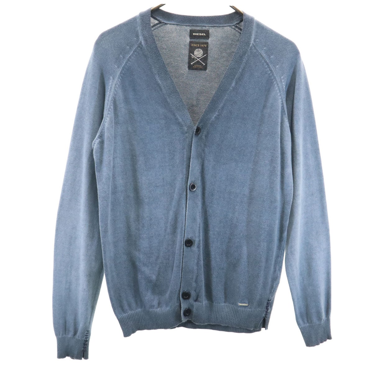 長袖 Vネック ニットカーディガン S チャコール メンズ 古着