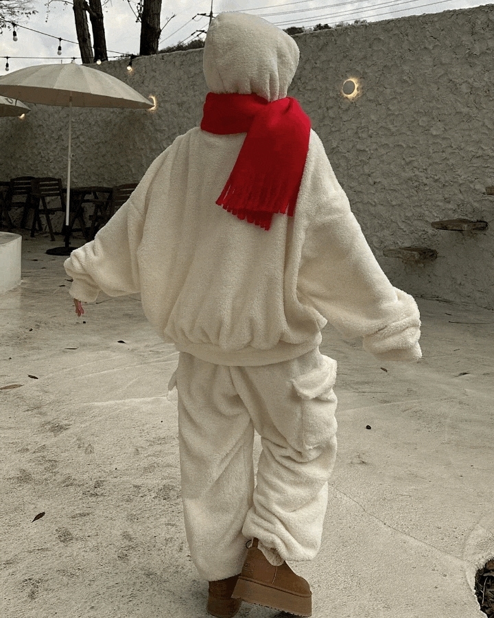 [unisex]ウィンター 厚手 ファー バンディング パンツ