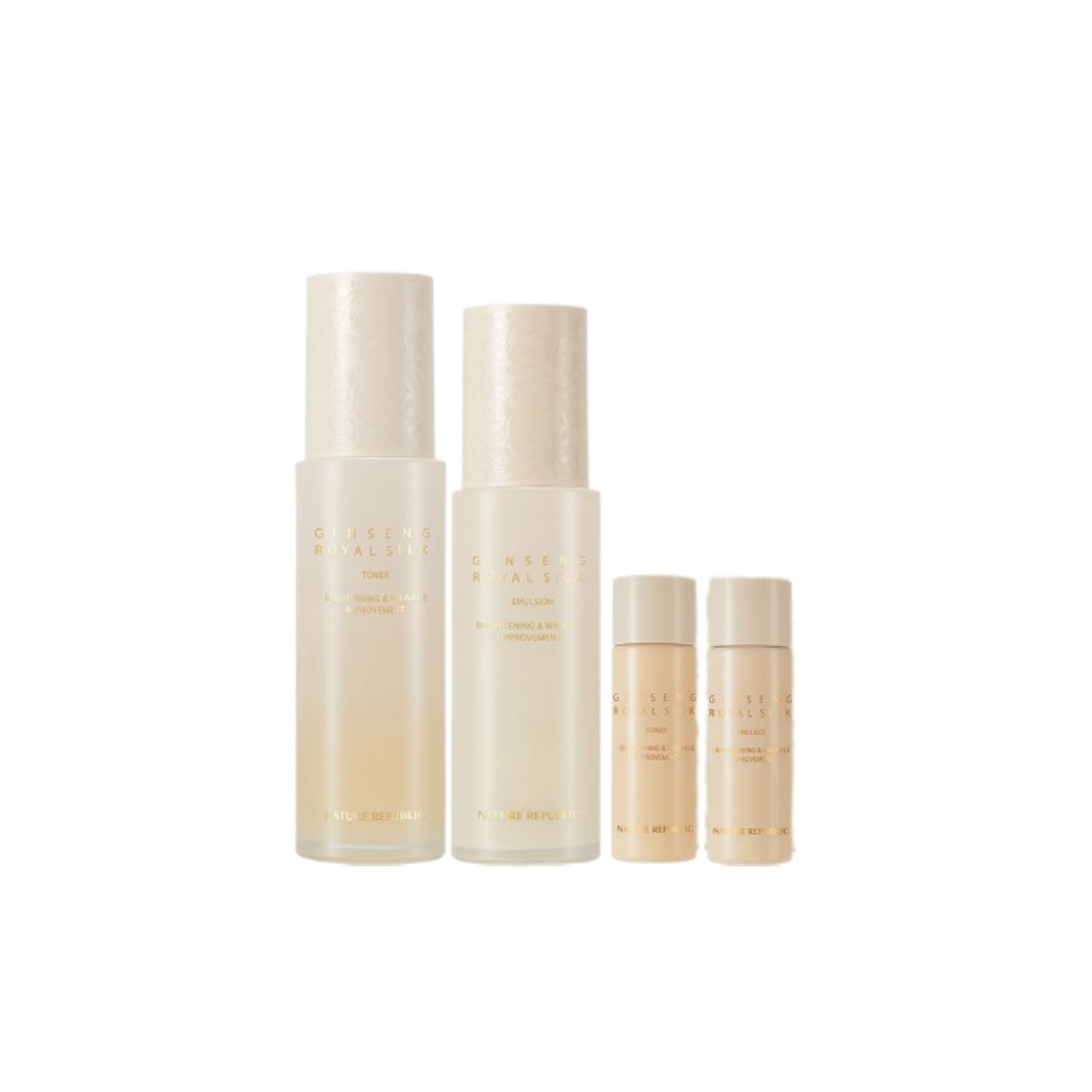 ジンセン ロイヤルシルクスキンケア2種セット(トナー130ml+エマルジョン120ml+トナー31ml+エマルジョン31ml)ブライトニング/しわ/韓国コスメ