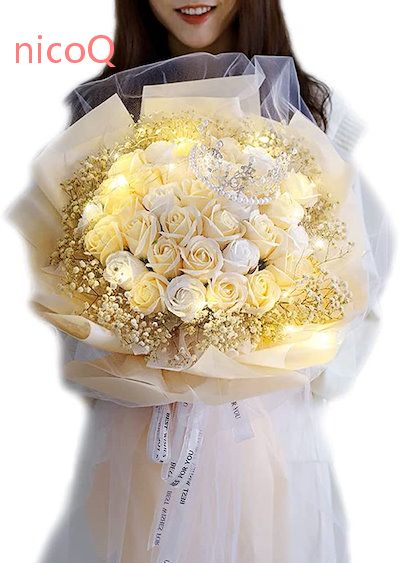 【幸運】ソープフラワー花束 彼女 先生披露宴 卒業 パーティー誕生日 ギフト プレゼント