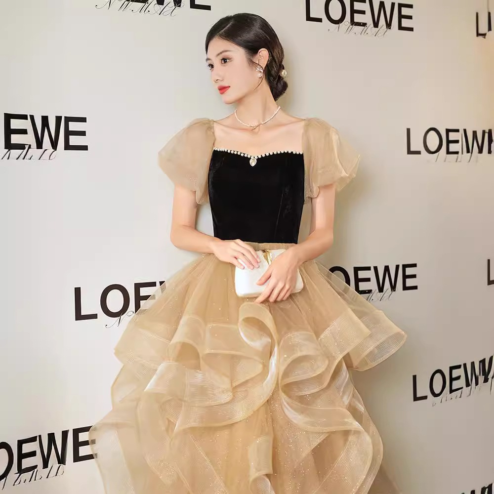 黒のイブニングドレス結婚式ドレス ロング 個性的 パーティードレス お呼ばれ Aライン レース レディース ワンピース 大人 結婚式 披露宴 演奏会 ホスト パーティー卒業パーティーバル・