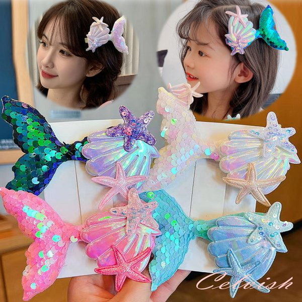 Qoo10] Celvish ワンポイント髪飾り キラキラ 人魚 ヘア