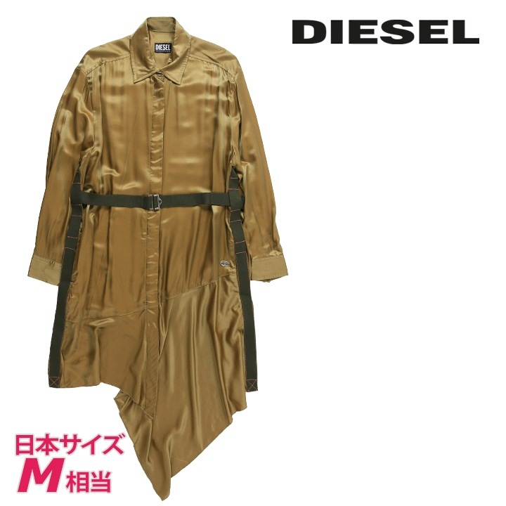 シャツワンピース レディース D-WEIGELA ベルトアクセント シルク混 die-l-t-f8-3ec