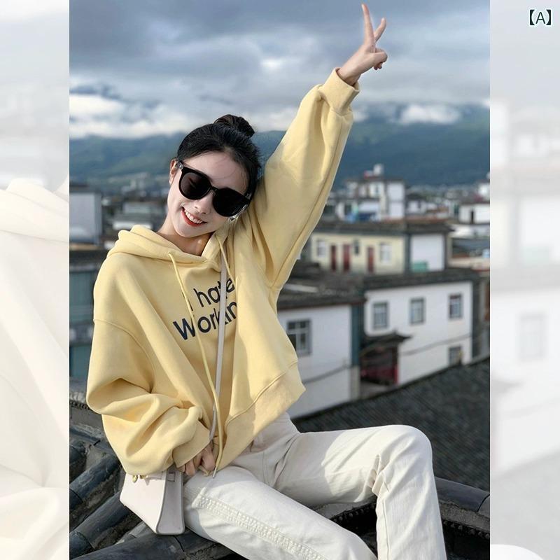 パーカー スウェット レディース ショート丈 フーディー おしゃれ カジュアル 厚手 ロゴ 春秋 長袖 大きめサイズ 裏起毛 暖かい イエロー ピンク ホワイト