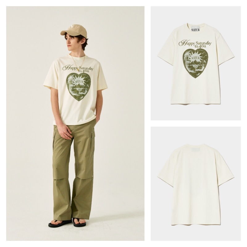 【SATUR】 SUNRISE IN HEART GRAPHIC T-SHIRT : VINTAGE CREAM
