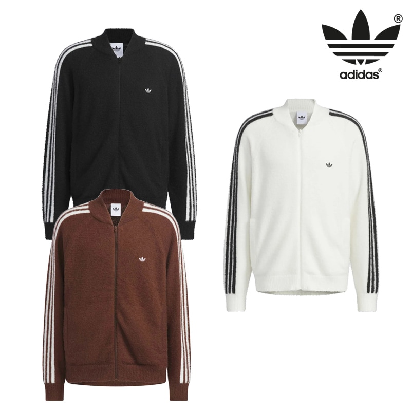 KD9395 KD9397 KG5091 SUPERSTAR KNIT TRACK TOP 25FW 新作 フルジップ ラグラン 3ストライプ 保温 コーデ提案 パンツ スカート 軽量 柔らか 快適良