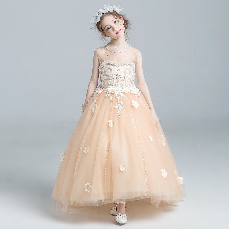 子供ドレス ロングドレス 女の子 ピアノ発表会 フラワーガールドレス フォーマル 子どもドレス お姫