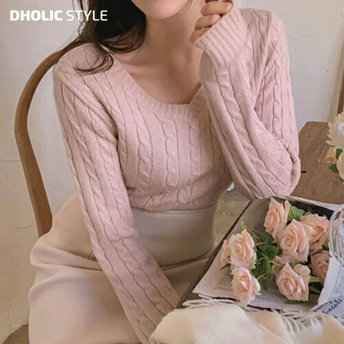 [メガ割りSALE]Vネックケーブルニット・p487184 5,268円