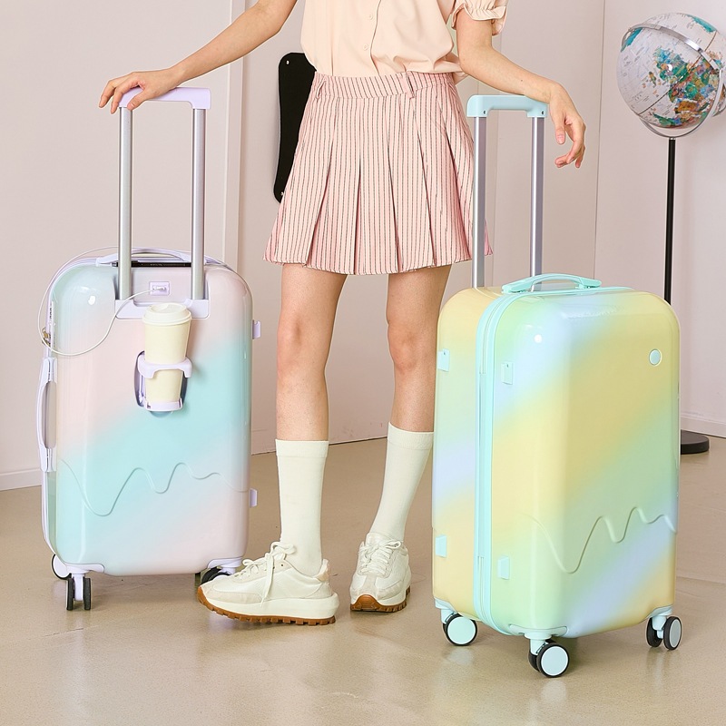 スーツケース 女性用 グラデーション アイスクリーム キャリーバッグ 学生 インチ 大容量 パスワード 旅行 機内持ち込み可 レザーケース