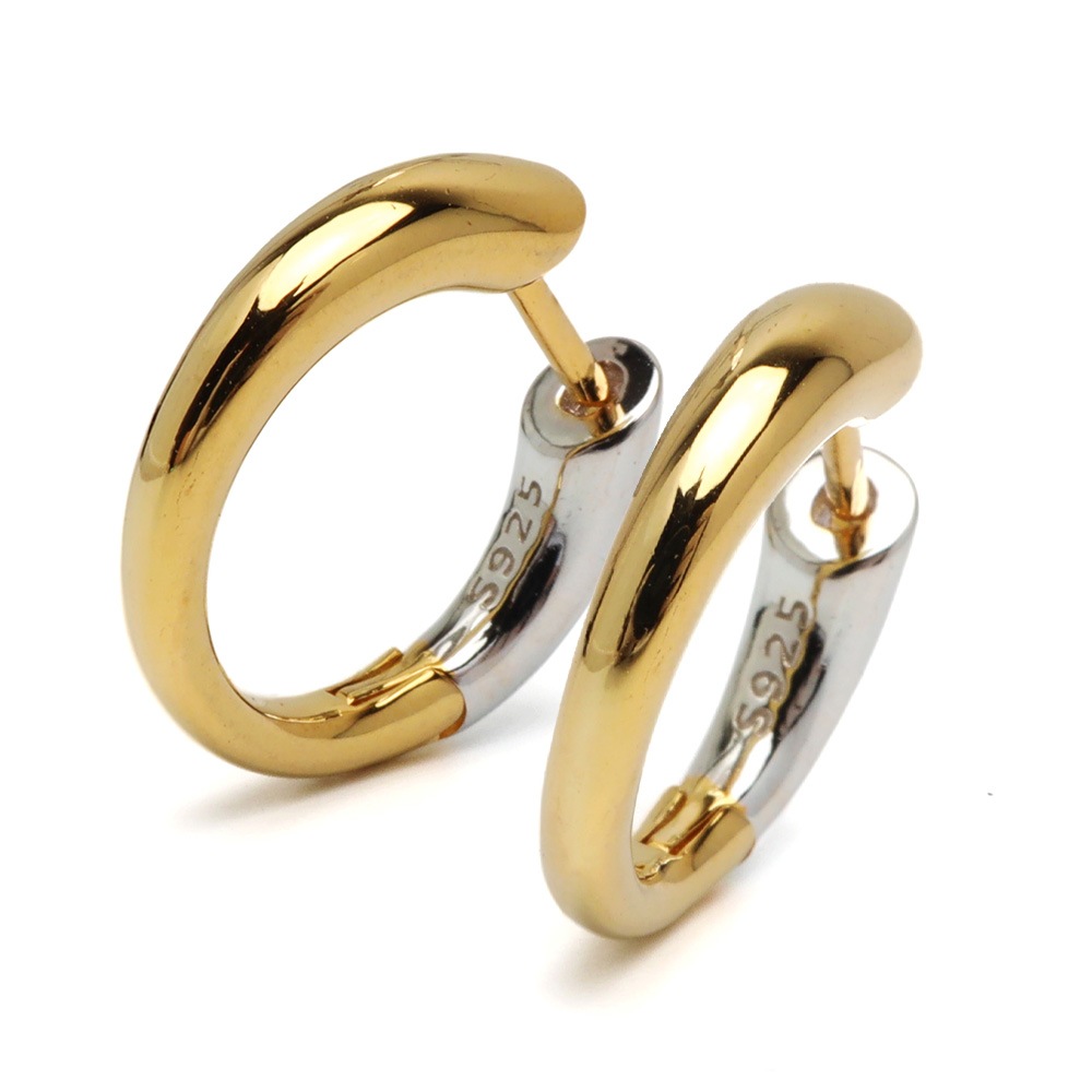 シルバー925 コンビカラーのフープピアス [ce480]