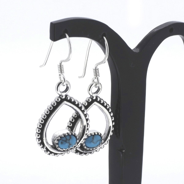 ネイティブ フックピアス 2P 両耳用 石 オーバル ドロップ ピアス イヤリング シルバー925