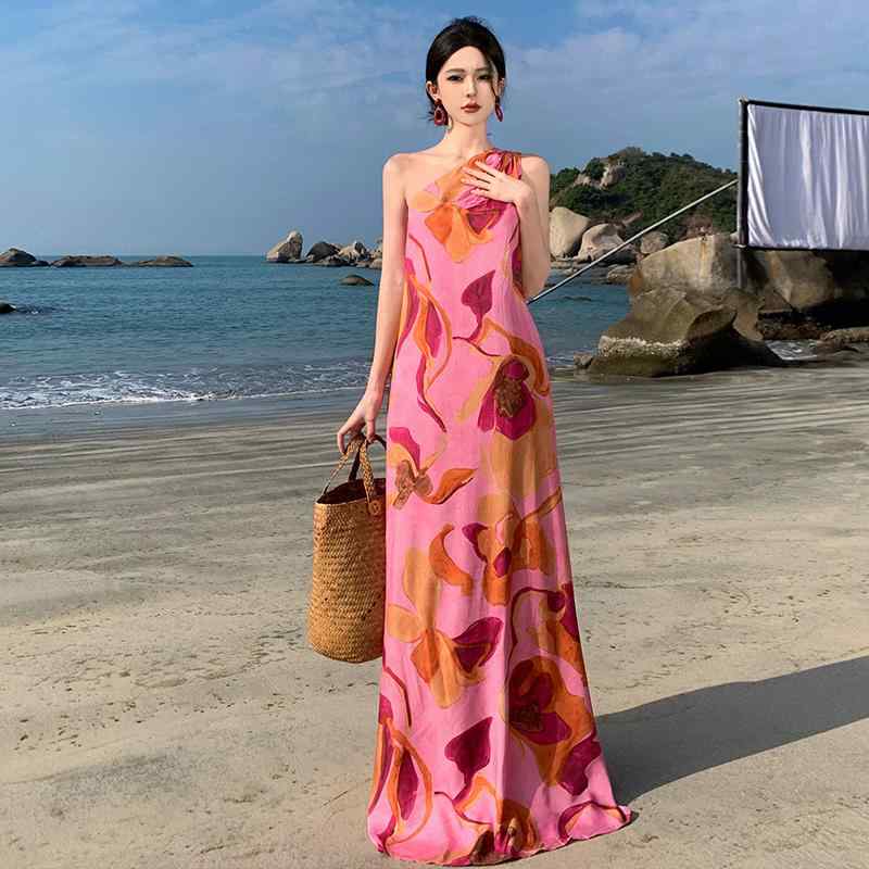 ワンピース レディース リゾート 美しい ワンショルダー ロング ドレス おしゃれ きれいめ かわいい 大人っぽい ファッション