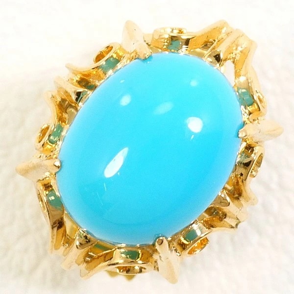 K18 18金 YG 合金 ピンブローチ ターコイズ 中古