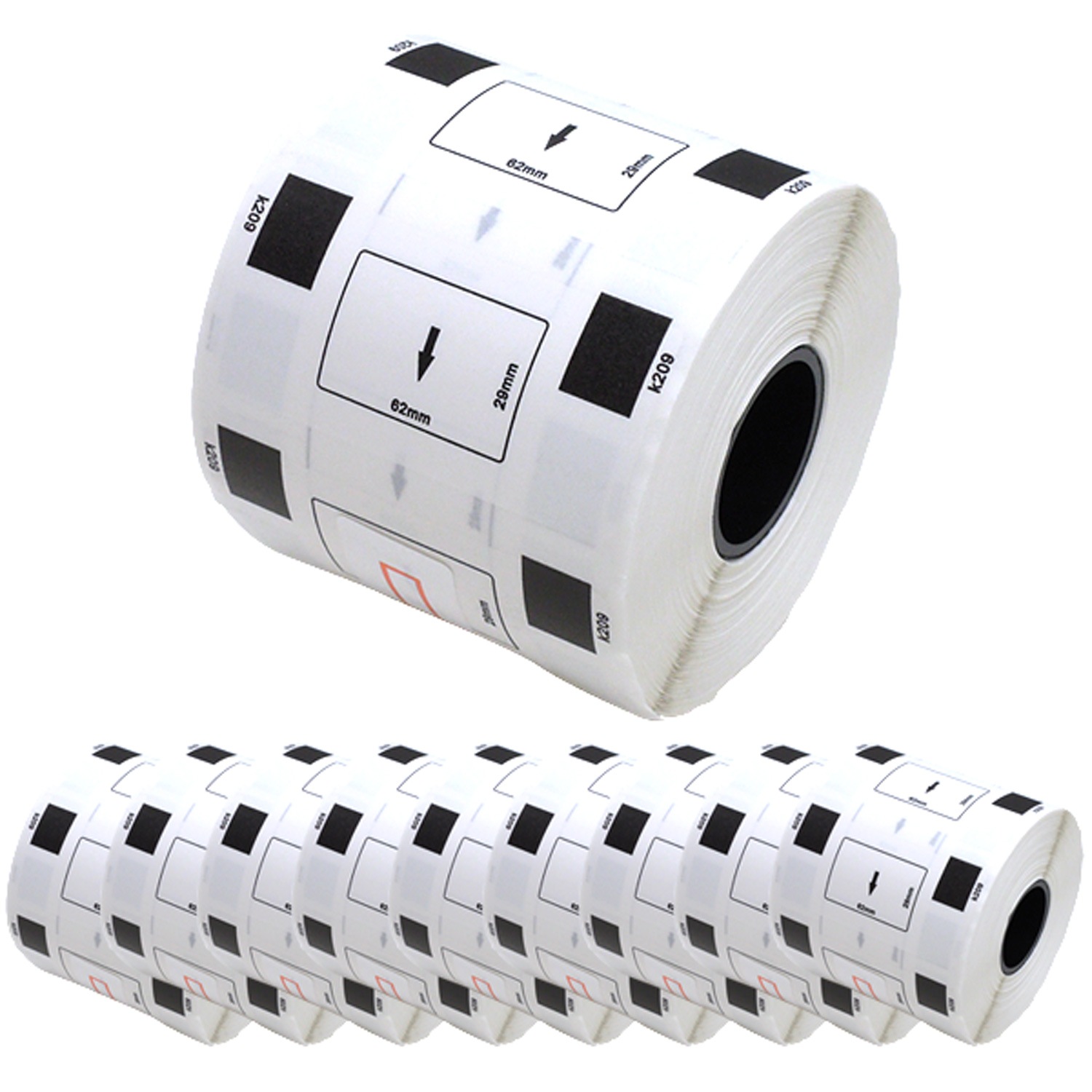 ブラザー用 ピータッチ DKプレカットラベル (感熱紙) DK-1209 互換品 宛名ラベル(小) 白 62mm×29mm 800枚入り 10個セット