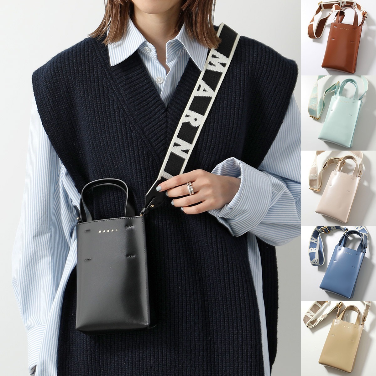 MARNI マルニ ショルダーバッグ MUSEO NANO ミュゼオ ナノ SHMP0050U0 LV639 レディース レザー ロゴ クロスボディ トートバッグ 鞄 カラー6色