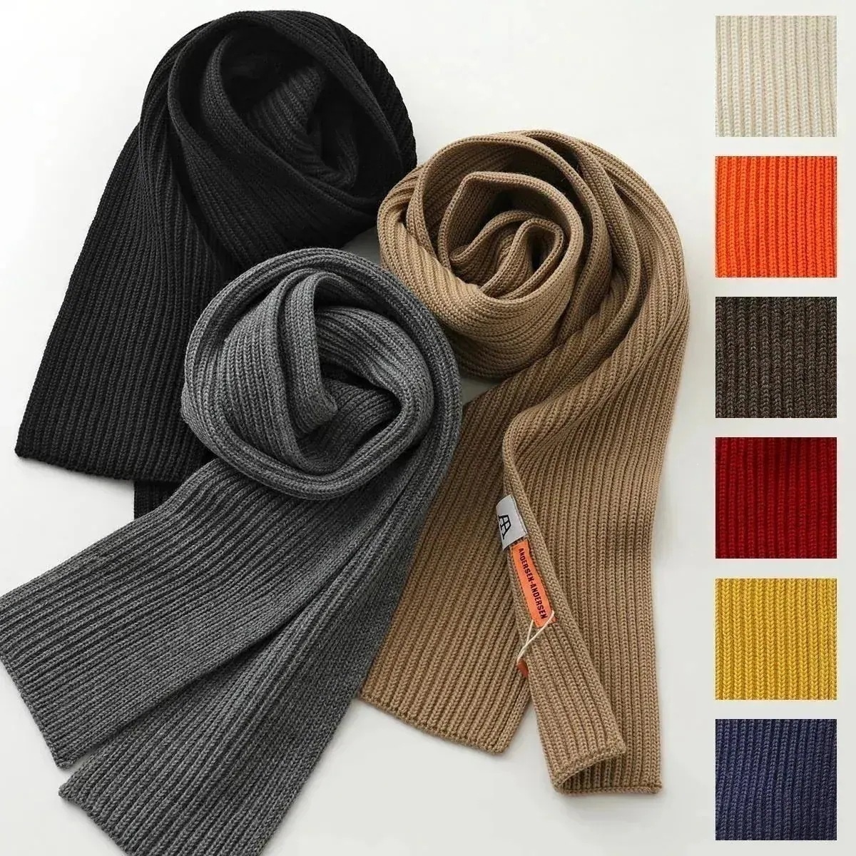 ANDERSEN-ANDERSEN アンデルセンアンデルセン マフラー SCARF メンズ ピュアニューウール ストール リブ カラー12色