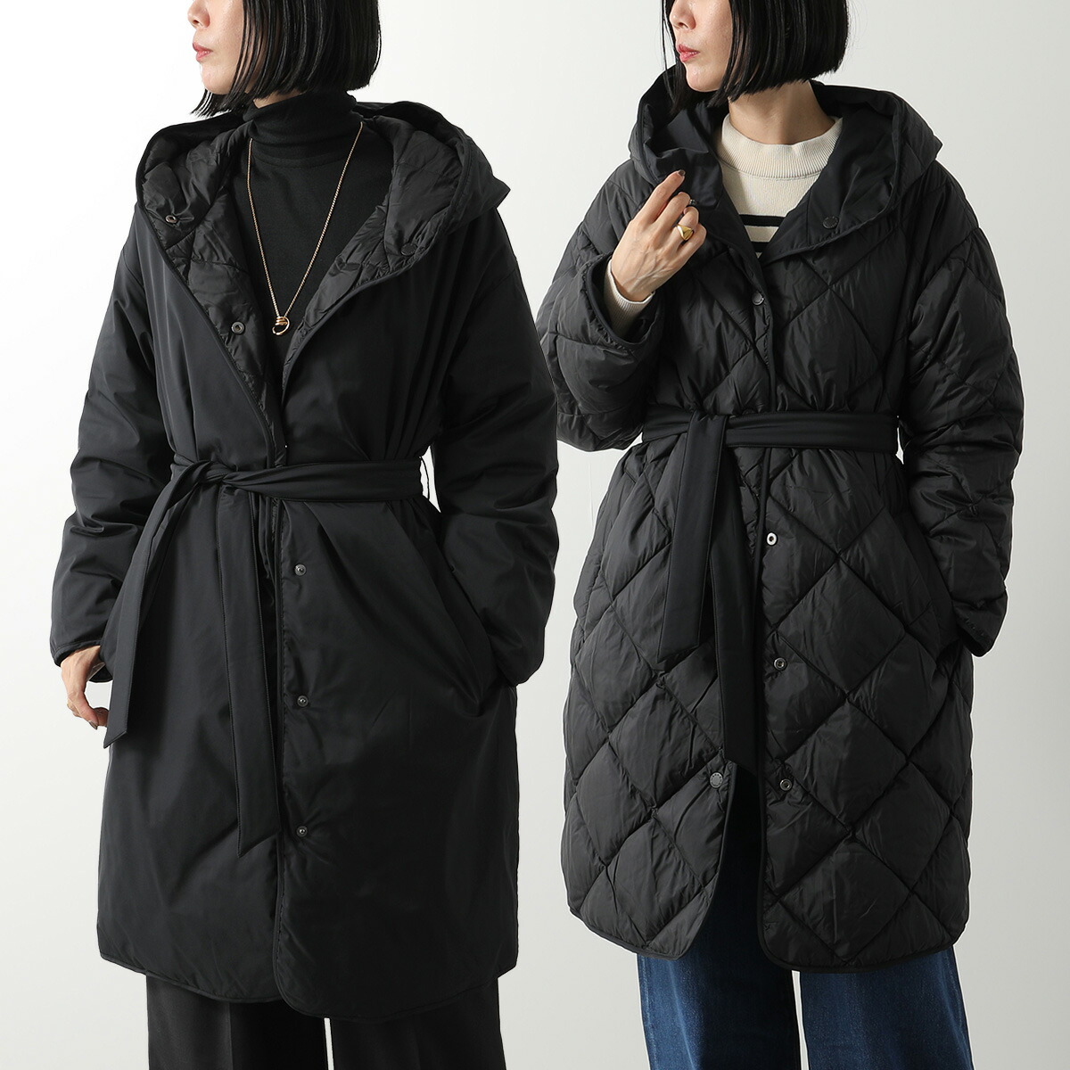 WEEKEND MAX MARA ウィークエンド マックスマーラ ダウンコート BANFY バンディ レディース リバーシブル フーテッド ロング丈 ロゴ 撥水 004