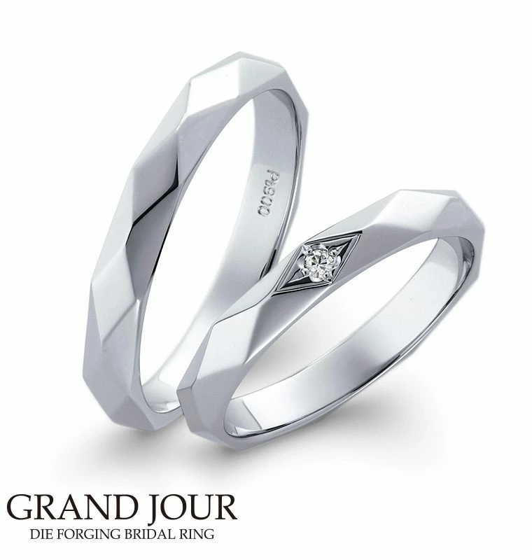 グランジュール 結婚指輪 Pt900 ダイヤモンド 0.01ct ペア マリッジ リング UJ05