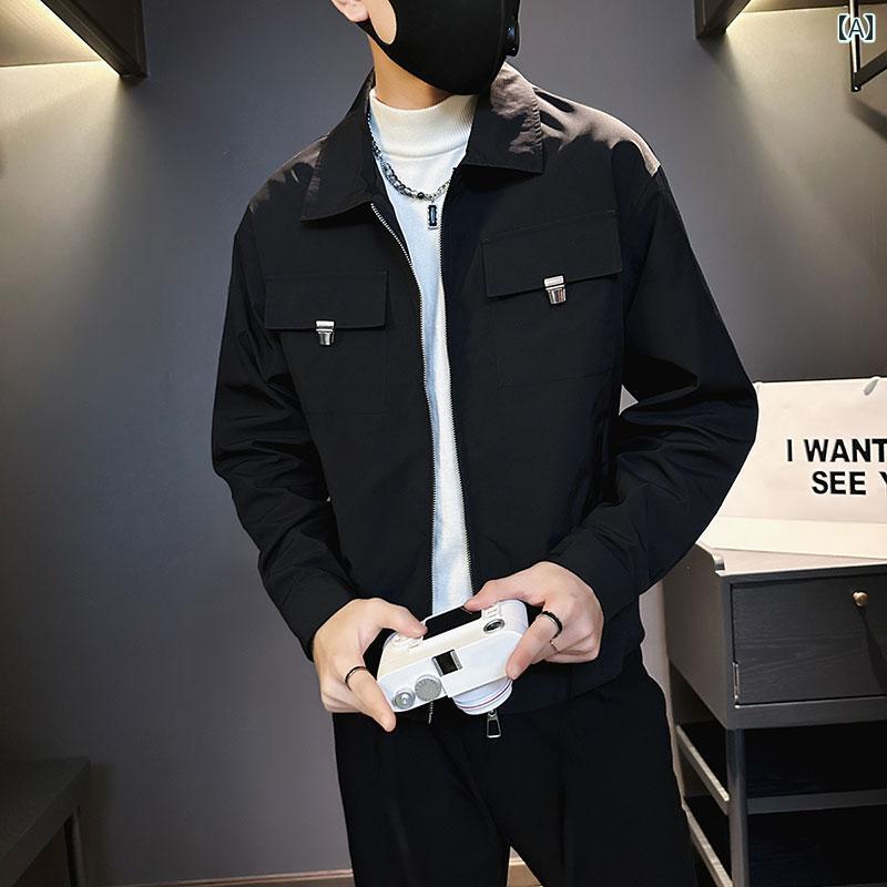 アウター メンズ カジュアル おしゃれ 無地 ワークジャケット トレンディ 服 春秋 カジュアル ジャケット