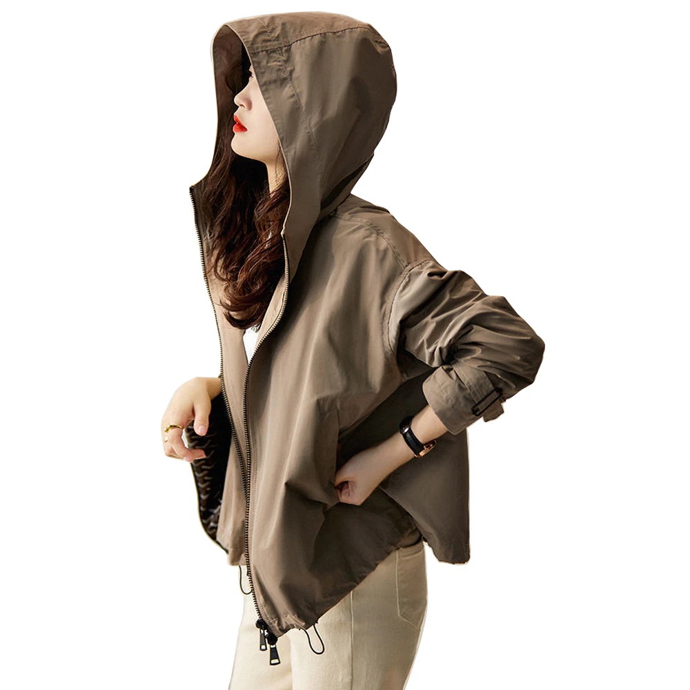 [最安値挑戦]！トップス ジップアップ ライトジャケット マウンテンパーカー ショート丈 アウター 長袖 フード付き 春秋 カジュアル レディース ジャケット