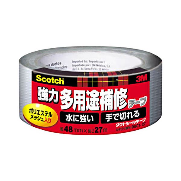 （まとめ） 3M スコッチ強力多用途補修テープ 48mm×27m シルバー DUCT-27 1巻 (×5セット)