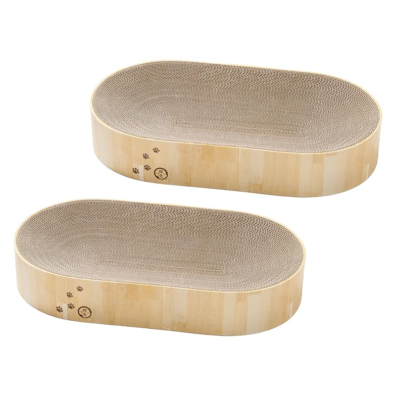 猫壱 爪とぎ バリバリボウルXL オーバル ライトブラウン 2個セット