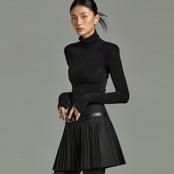 E2817 ハイネック ショルダーパッド トップ