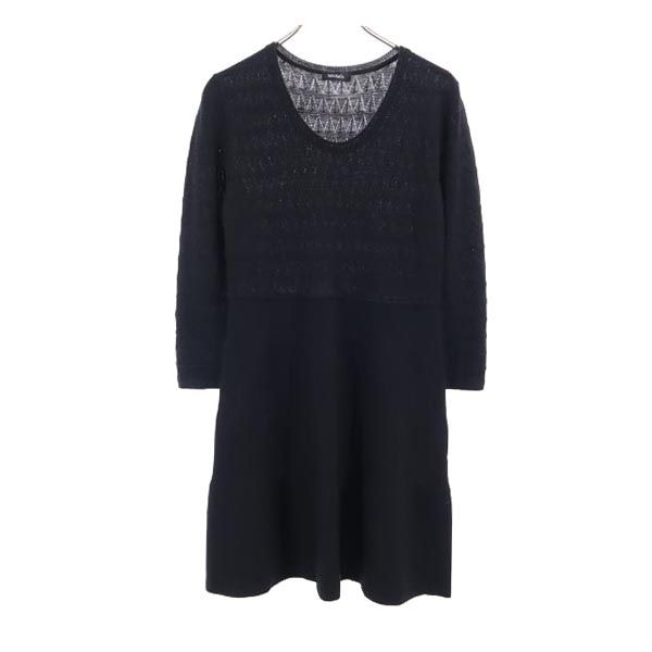 マックスアンドコー 長袖 レース切替 ワンピース M ブラック系 MAX&CO レディース