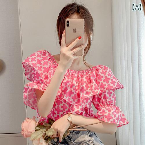 レディース トップス カジュアル おしゃれ 夏 ワン ライン 襟 フリル ベルスリーブ カラフル シャツ スーパー フェアリー 7,224円