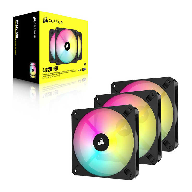 コルセア　CORSAIR　ケースファンx3 ［120mm /1850RPM］ AR120 RGB Triple Fan Kit ブラック　CO-9050167-WW