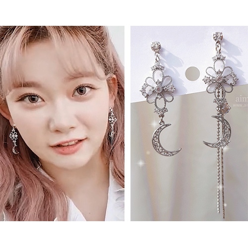 [ビリーツキ着用] アートヌーボームーンイヤリング/大学生ファッション 韓国人気ファッション 韓国ジュエリー 人気ジュエリー 韓国ファッション